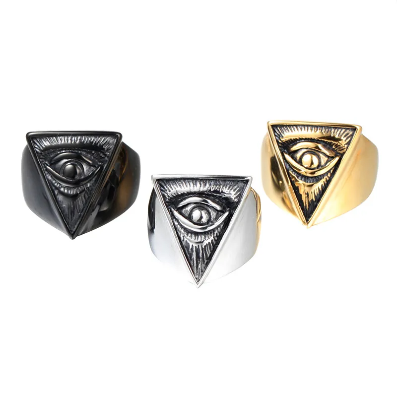 

Punk Style All Seeing Eye Ring 316L Stainless Steel Jewelry Cool Design Mens Women Biker Lord God Eye Ring VR091