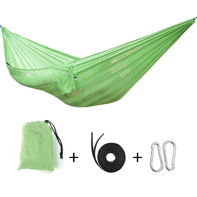 

Widened Camping Mesh Hammock Double Ice Silk Breathable Nylon Hammock Outdoor Portable Furniture Swing Soft Bed Hanging Bed