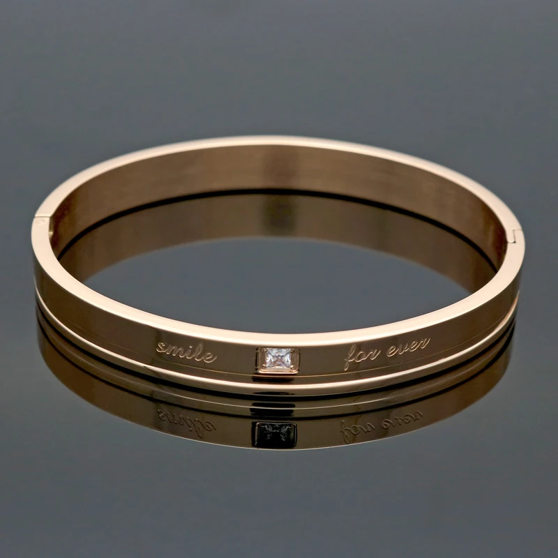 Couple Gold Color Designer Stainless Steel Bangles Crystal Cuff Buckle Love Opening Bracelet For Women Jewelry Pulseiras 2