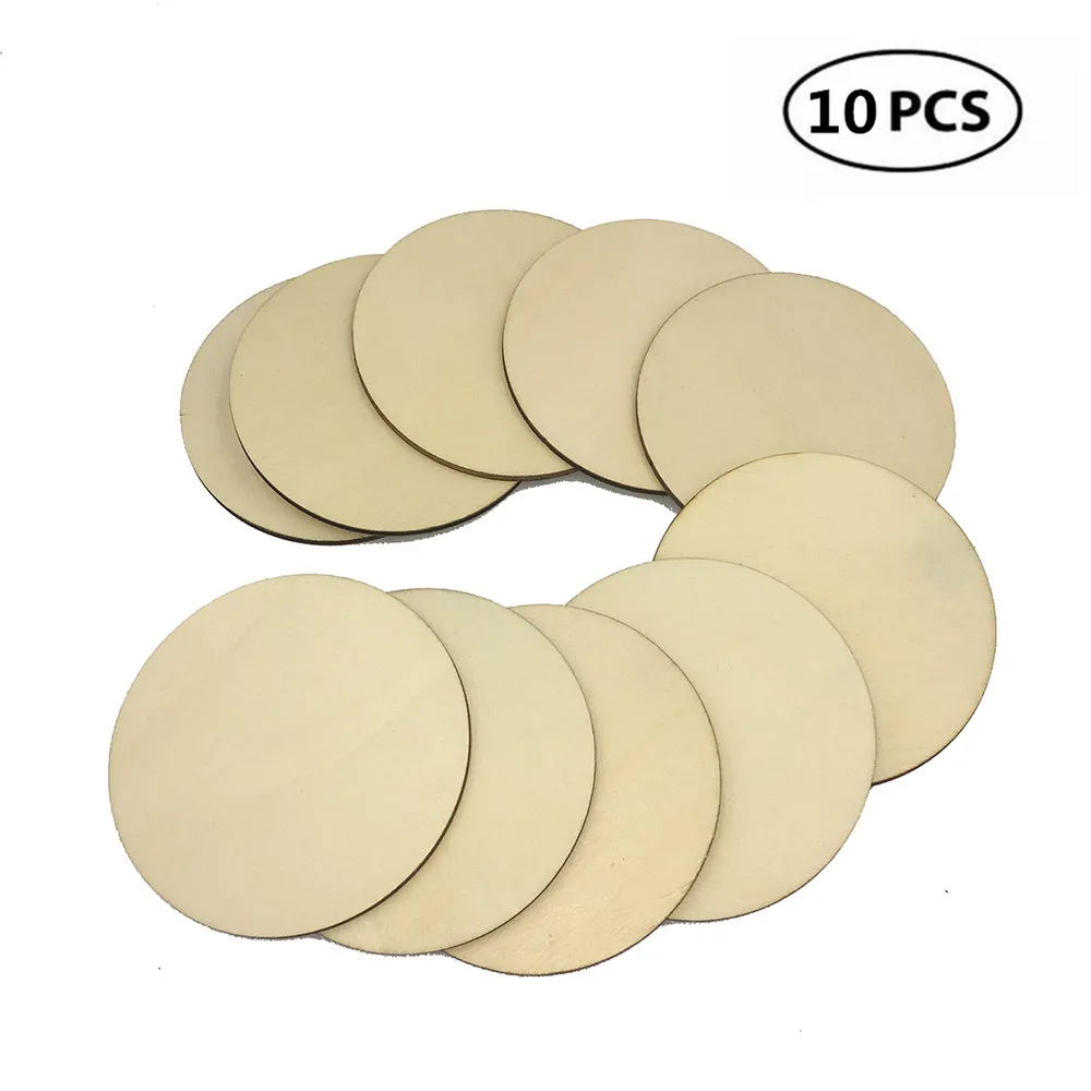 

10pcs 80mm 3.14inch Rustic Wooden Pattern Round Circle Shaped Wood Slices Crafts for Wedding Table Scatter Decoration