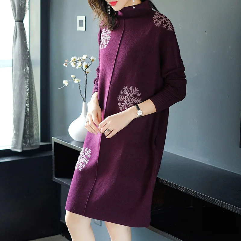 

2018 New Autumn Winter Knitted Casual Dress Fashion Women Sexy Loose Dress Robe Printing Long Sleeve Package Hip Party Dresses