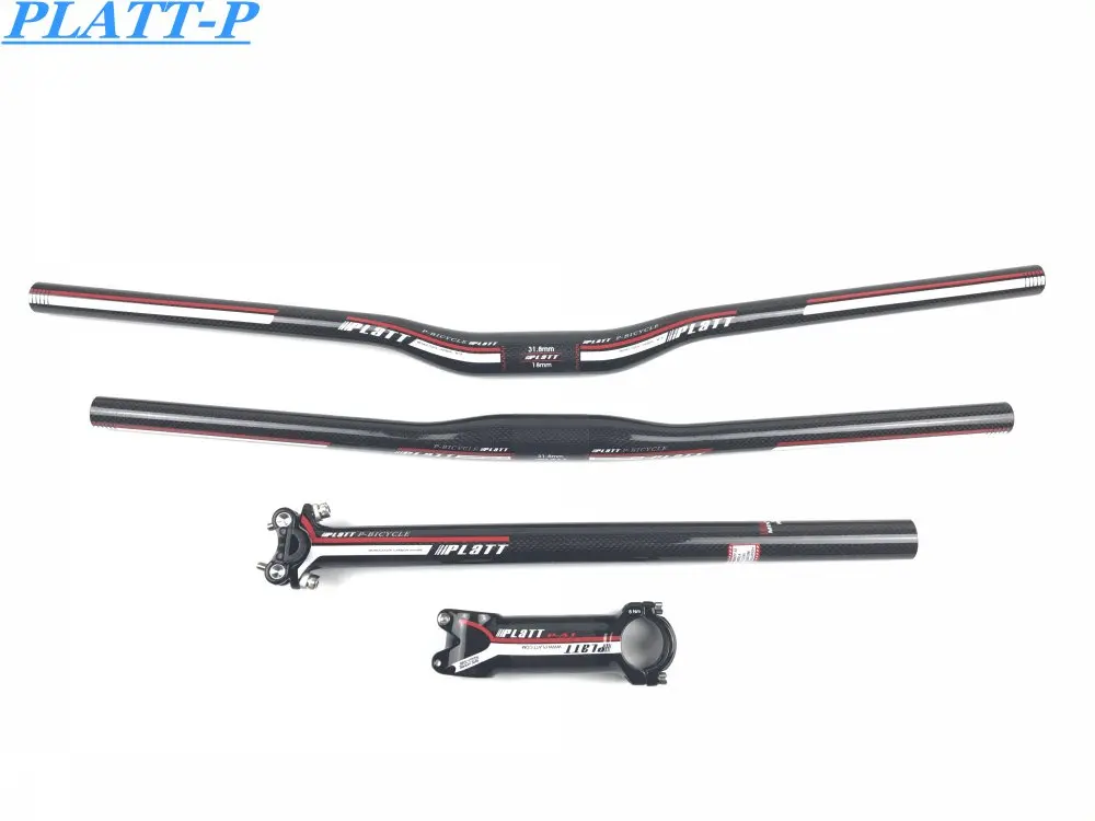 online Rede de fibra de carbono MTB guiador stem selim top cap bicicleta peças arruelas bicicleta transporte rápido kit guiador de carbono 3 K glossy