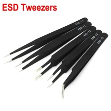 Антистатические ESD-10, 11,12, 13,14, 15 Пинцет из нержавеющей стали промышленные прецизионные изогнутые прямые пинцеты Инструменты для ремонта