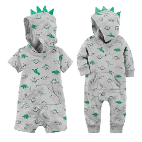 

Newborn Toddler Baby Boy Girls Hoodie Dinosaur Print Cute Pockets Romper Jumpsuit 2 Stylish Clothes Outfits