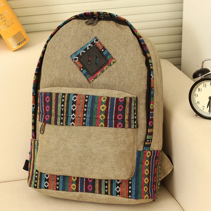 

X-Online new hot popular teenager canvas printing backpack student school bag travel bags womn ethnic style bag