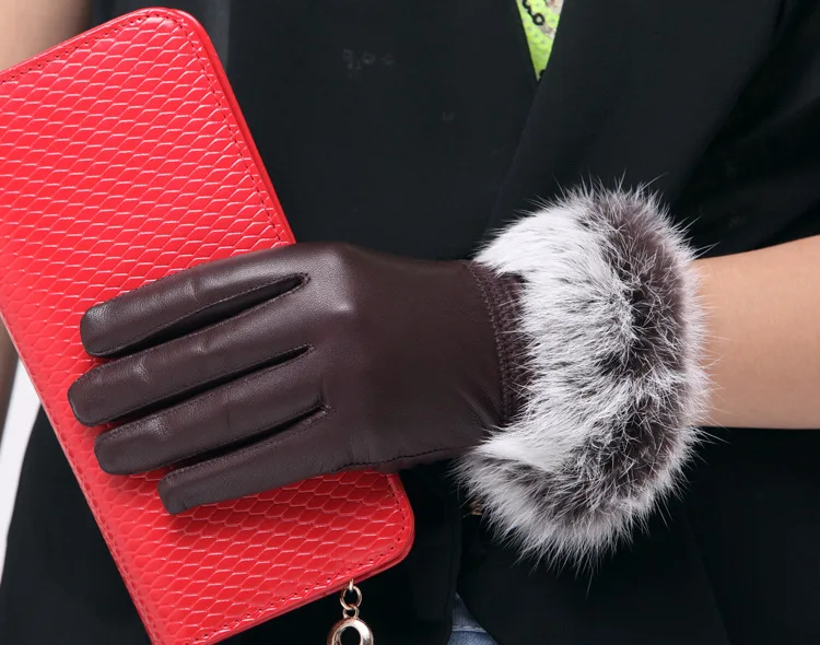 Модные осенние и зимние женские мягкие перчатки из натуральной кожи зимние теплые варежки Рождественский подарок