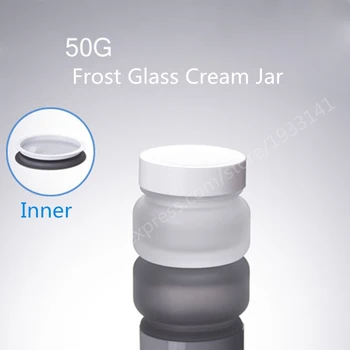

Free Shipping 50G Frost Glass Cream Jar with Plastic White Cap 50Gram Glass Packing Jars Empty Cream Bottle Cosmetic Glass Jars