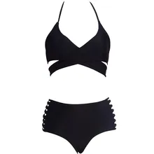 Для женщин одежда заплыва костюм купальник пикантный однотонный бикини из двух частей купальники для малышек купальный пляжная