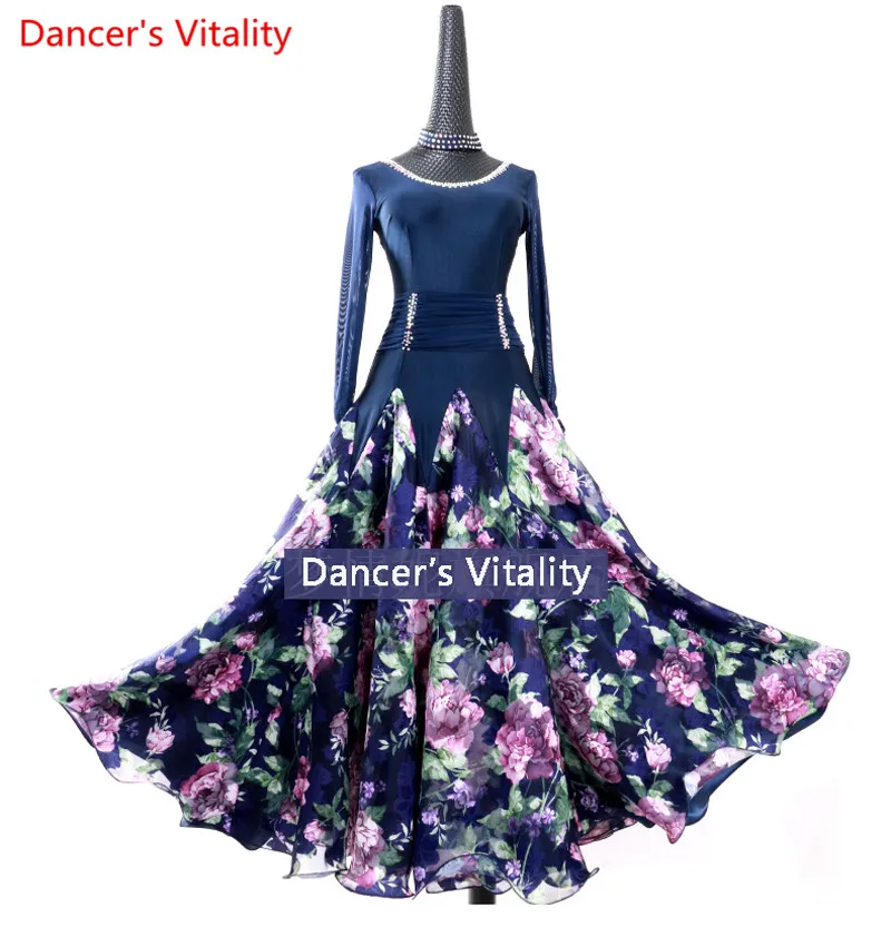 Новое платье для бальных танцев, женские платья с принтом, юбки для фламенко, юбки для бальных танцев, юбки для бальных танцев с длинным рукавом