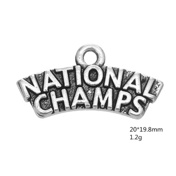 

Antique Silver Letters NATIONAL CHAMPS Pendant Ancient Charms For Handmade Jewelry Bracelets Necklace Making DIY Accessories