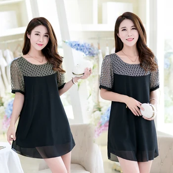 

2020 spring and summer women's medium-long lace chiffon shirt mm loose short-sleeve