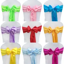 10 шт. фантазии атласная ткань кресло Пояса для свадьбы Банкетный Председатель Декор Event& партии поставщика атласный стул Луки 20 цвет