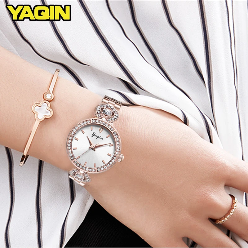 

YAQIN Golden Watch Women Fashion Quartz Watches Top Brand Luxury Steel Bracelet reloj mujer Diamond Ladies Watch