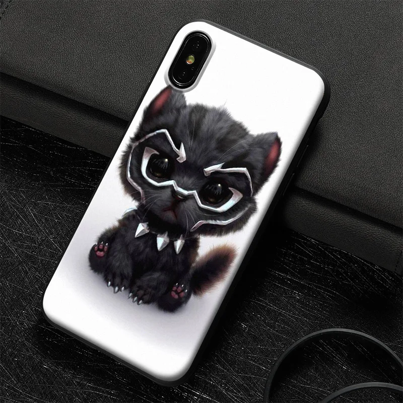 

Cute cat black panther Coque Soft Silicone Phone Case Cover Shell For Apple iPhone 5 Se 5s 6 6s Plus 7 8 7Plus 8Plus X