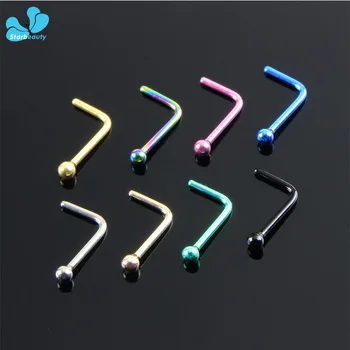 New Arrival Simple L Shape Surgical Steel 0.8*8mm Nose Studs Hooks Bar Pin Nose Rings Body Piercing Jewelry For Women