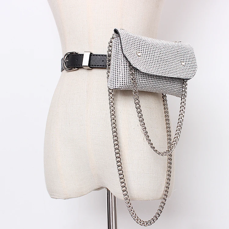 Шикарные Стразы, поясная сумка на пояс, Женская поясная сумка, дизайнерская брендовая сумка на пояс с цепочкой, женская сумка через плечо, сумка-конверт для телефона