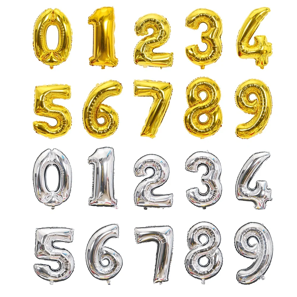 

Gold Silver Number Foil Balloons Digit Helium Balloon wedding Birthday balloon inflatable Party Supplies