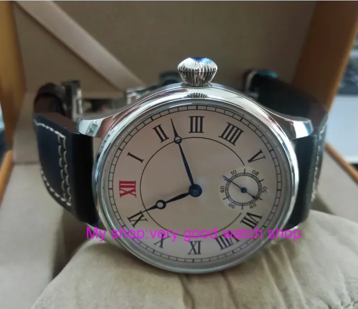 

44mm PARNIS Asian ST3621/6498 Mechanical Hand Wind movement Mechanical watches white dial men's watches butterfly buckle 86a