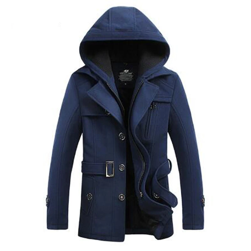 Стиль, утолщенный шерстяной классический длинный Тренч, Мужское пальто большого размера, 4 цвета, мужские пальто, зимняя куртка размера плюс M-4XL