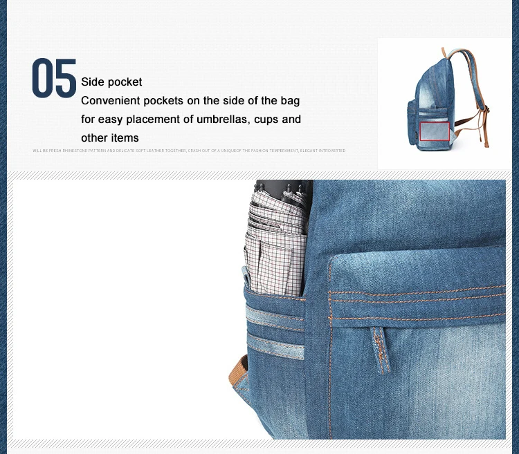 Женский рюкзак из джинсовой ткани мягкая уличная Модная легкая школьная сумка Индивидуальные менее 20 л износостойкие студенческие рюкзаки
