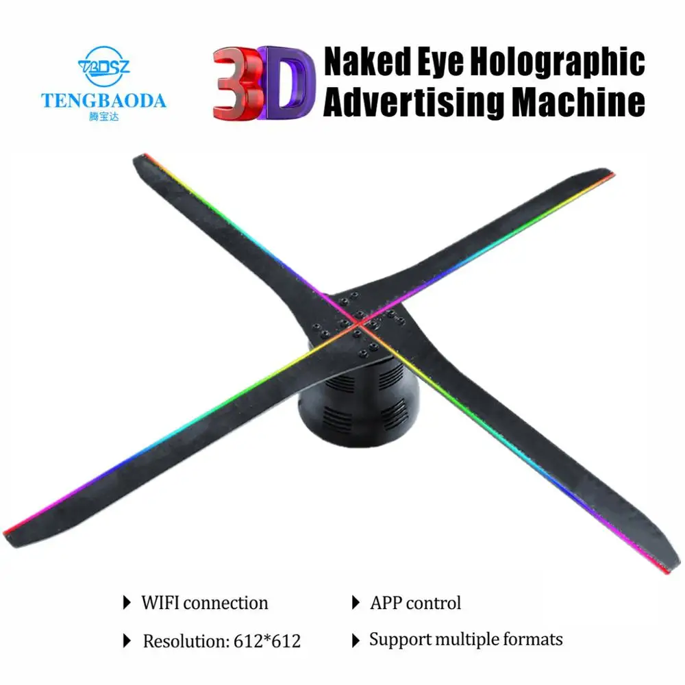 TBDSZ 56CM hologram fan light with wifi APP control 3D Hologram Advertising projector Display LED Fan Holographic Imaging menu