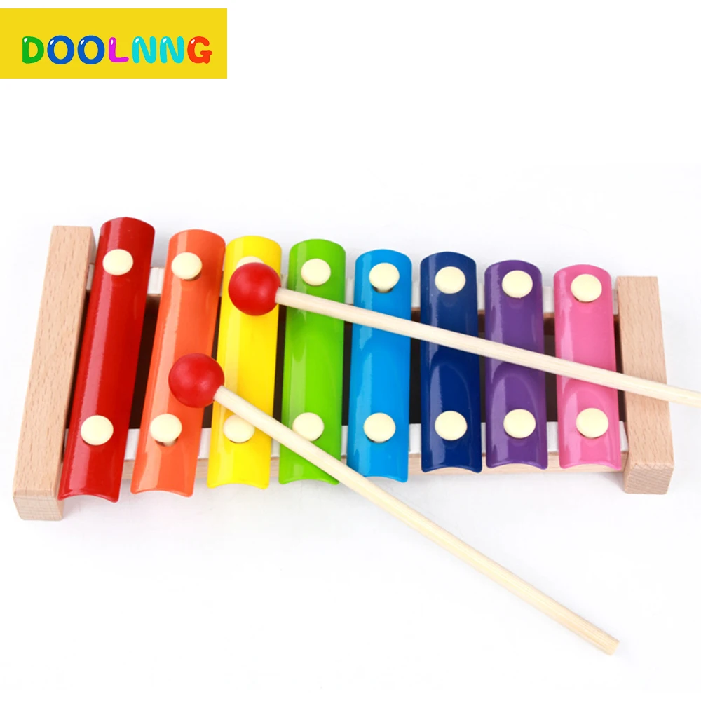 

DOOLNNG Brand Wooden Beat 8pcs Tone Toy Piano Children Early Music Teaching Colourful Baby Knock Percussion Gift For Kids