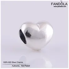 Аутентичные бусины из стерлингового серебра 925 пробы с большим гладким сердечком для изготовления ювелирных изделий Подходит для оригинального браслета-шарма Berloque