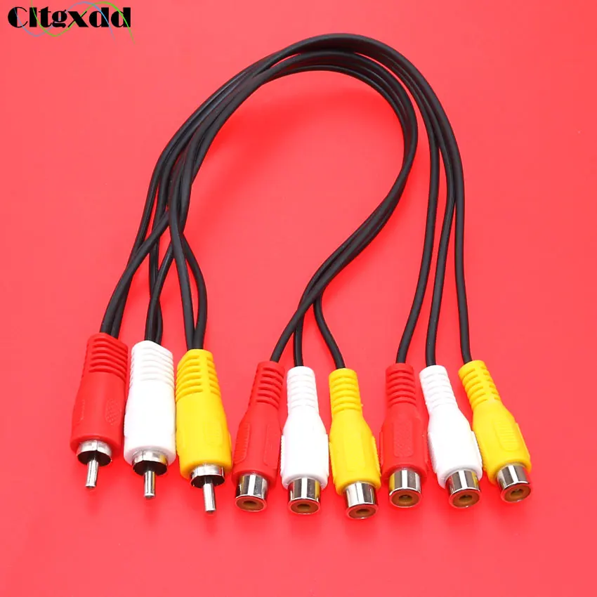 

cltgxdd 30cm Black Audio Video Cable 3RCA Male Jack to 6 RCA Female Plug Splitter AV TV DVD line Male to Female Adapter Cable