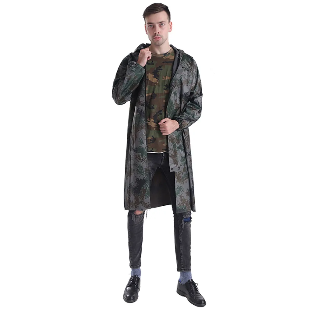 

Fashion Oxford Cloth Women Man Raincoat Thickened Waterproof Rain Coat Adult Camouflage One-piece Windbreaker Rainwear Suit