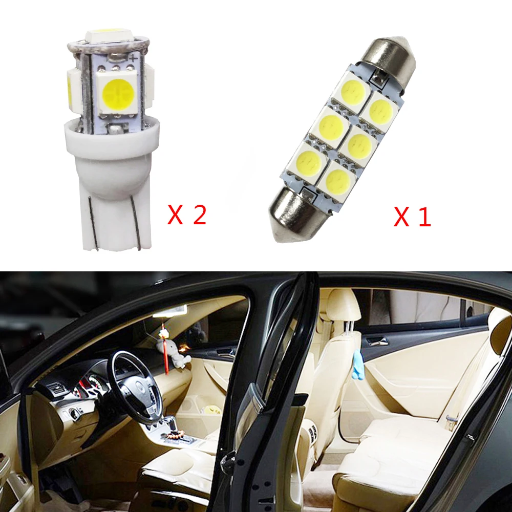 3Pcs White LED Lamp Car Bulbs Interior Package Kit For Toyota Yaris L