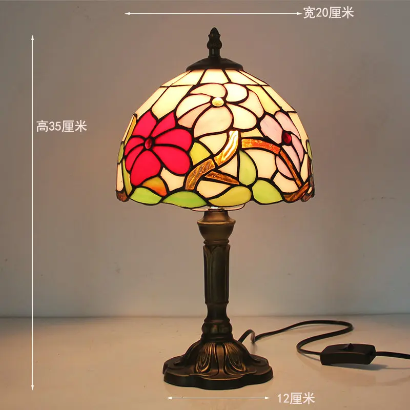 Турецкая винтажная прикроватная настольная лампа для спальни, кабинета, гостиной, светильники, мозаичный витражный светильник в стиле барокко, Настольный светильник с вилкой - Цвет абажура: J