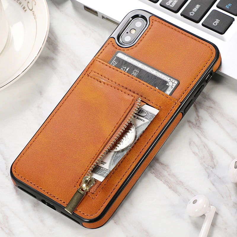 

Zipper Wallet Case For iPhone 11 Pro Max PU Leather Card Solt Coin Purse Back Cover For iPhone 7 8 6 6s Plus Xs Max Xr X Coque