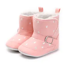 Детские зимние сапоги для новорожденных; милая обувь в горошек для маленьких девочек и мальчиков; обувь для первых шагов; очень теплые зимние сапоги
