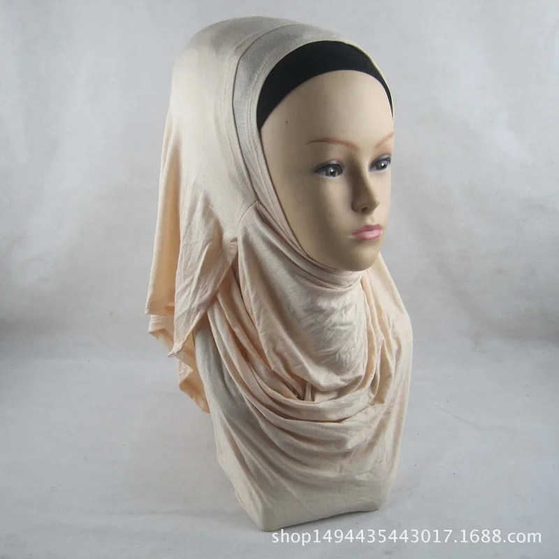 Высокое качество модал Хлопок мусульманский хиджаб шаль двойная петля мгновенный Джерси хиджабы ислам скромный для женщин простой цвет готовая одежда тюрбан - Цвет: 16 beige yellow