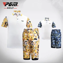 Pgm/футболки для мальчиков+ шорты, летняя дышащая футболка с короткими рукавами, костюм Детская рубашка шорты с принтом комплекты одежды для малышей, D0364