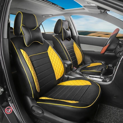 AutoDecorun заказное покрытие сиденья искусственная кожа для Jeep Commander 2007-2008 чехлы для сидений Аксессуары Чехлы для подушек Авто Стайлинг 24 шт./компл - Название цвета: Black X Yellow