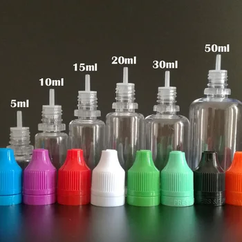 

5ml 10ml 15ml 20ml 30ml 50ml Empty E liquid Refillable Bottle PET Plastic Dropper Bottles with Tamper Evident Seal Caps 1000pcs