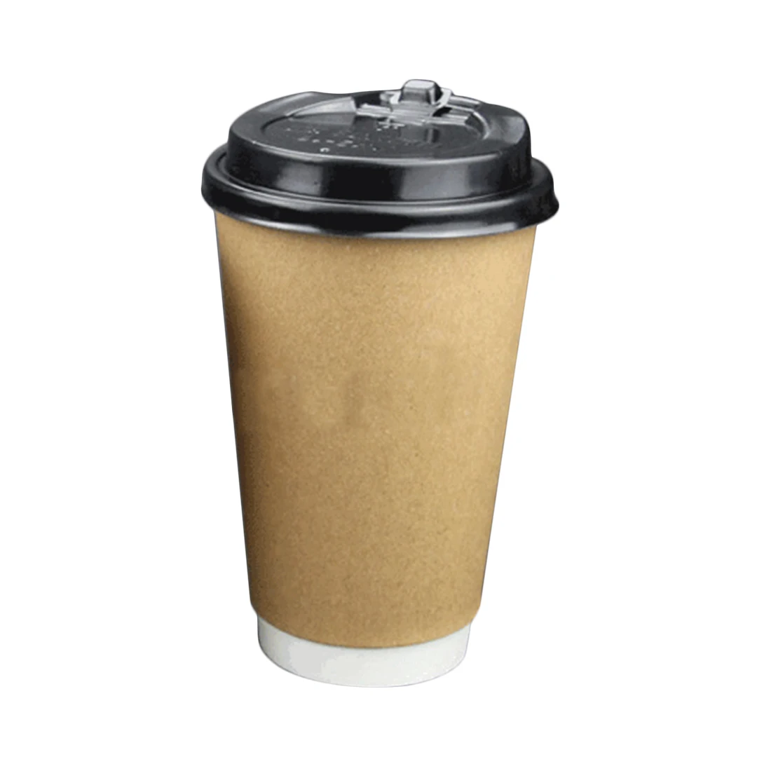 Image 50Pcs Disposable Double Layer Kraft Paper Coffee Cups Drinking Cup 270ml + 50Pcs 80mm Disposable Dome Switch Lids