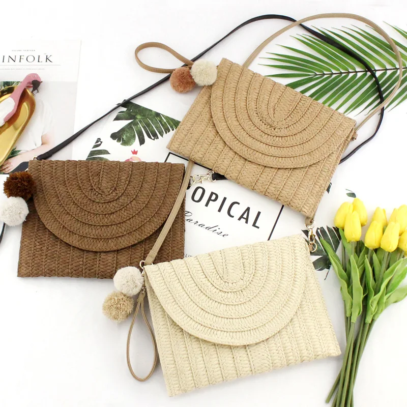 عارضة جديد الكرة اليد حقيبة صغيرة الكتف Crossbody حقيبة ورقة المنسوجة سترو حقيبة يد المرأة المنسوجة عارضة جديد الكرة اليد حقيبة صغيرة الكتف Crossbody حقيبة ورقة المنسوجة سترو حقيبة يد المرأة المنسوجة