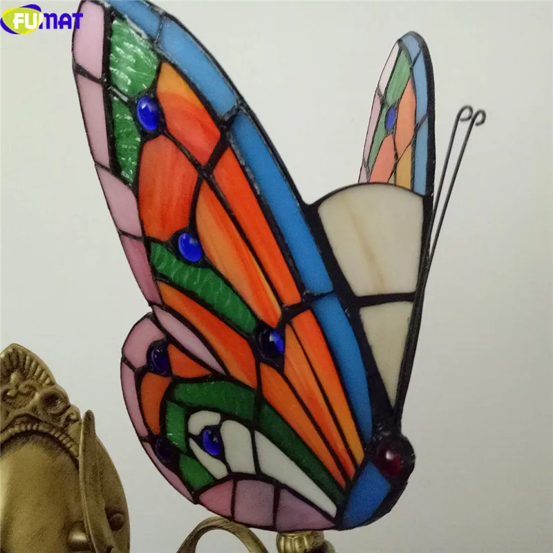 7Butterfly Stained Glass Tiffany Wall Sconce Lighting Fixture