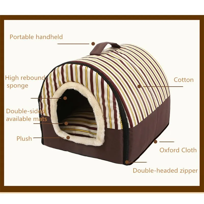 Домик для питомцев, собачий домик с ковриком, складная кровать для питомцев, кошек, домик для маленьких и средних собак, дорожные питомники для кошек, товары для домашних животных