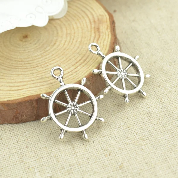 

High quality 15pcs metal antique silver Plated rudder charms for DIY jewelry making 27*23mm 2455
