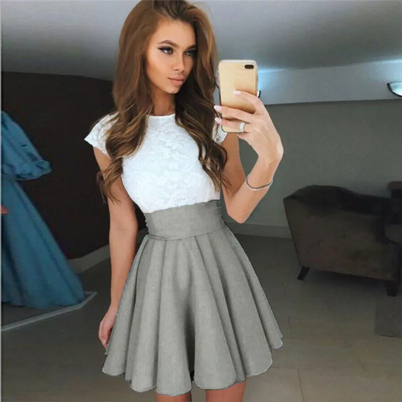 New Fashion 2018 Summer style skirts womens casual Party Cocktail Mini Skirt Ladies pleated Skater Skirt Femme Saia Y10#N (11)