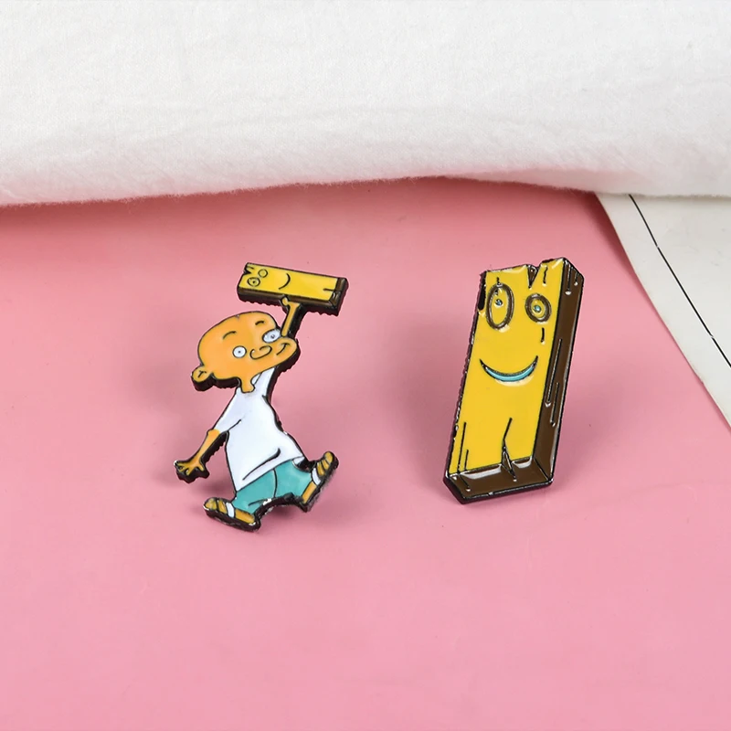 aloyrHe Retro Anime Brooch Cartoon Character Plank Ed EDD /& Eddy Air Jonny Cool Funny Boy Enamel Pin Backpack Lapel Badge Child Gifts