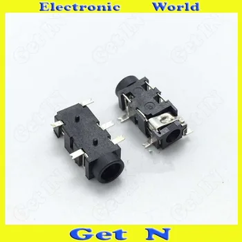 

200pcs PJ-327A 5P Sliver Plating 3.5MM Auido Video Socket Plug 3.5MM Earphone Connectors with Column for Tablet Phones