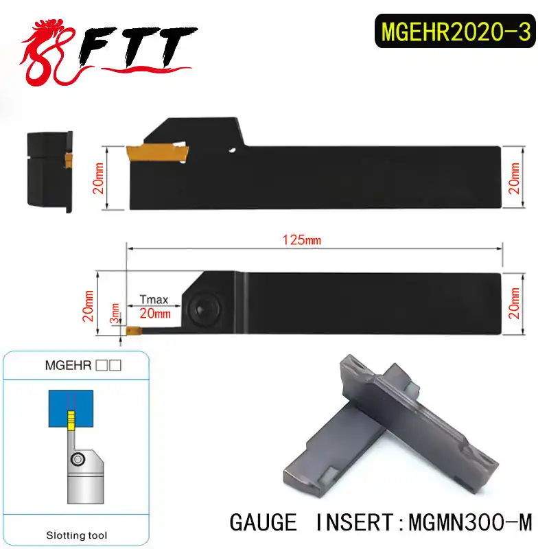 10x MGMN300-M C# MGEHR2020-3 Lathe External Grooving Cut Turning Tool Holder