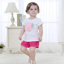 2016 Fashion Baby Girls Clothing Sets Girls Kid Floral Short Sleeve Summer T-shirt Top Blouse Pants Outfit Set 0-2Y