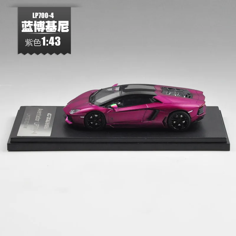 

High Quality Simulation Vehicle Collectable 1:43 Rambo GTA LP700-4 Racing Car Models Home Decoration Simulation Purple / Pink