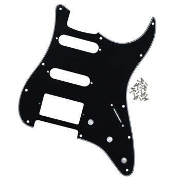

3Ply 11 Holes Electric Guitar Pickguard Scratch Plate SSH w/Screws for FD ST Style , Black