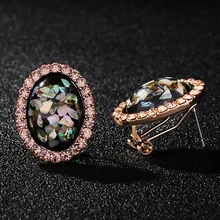Модный бутик Валентина Bijoux красивый сияющий цвет Овальный Кристалл серьги гвоздики для женщин Шарм Стразы ювелирные изделия